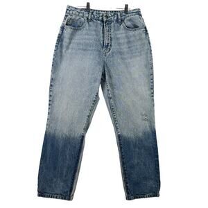 Hidden High Waist Mom Jeans Women Size 31 Blue Denim 90s Dip Dyed Grunge Hip Hop